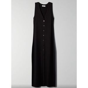 Aritzia Classic Black Button-Front Midi Dress